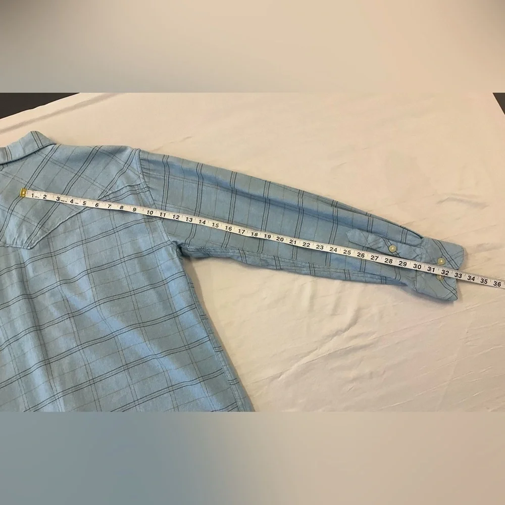 RESISTOL Double R Blue Plaid Button Front Long Sleeve Shirt, sz MD - Picture 7 of 11